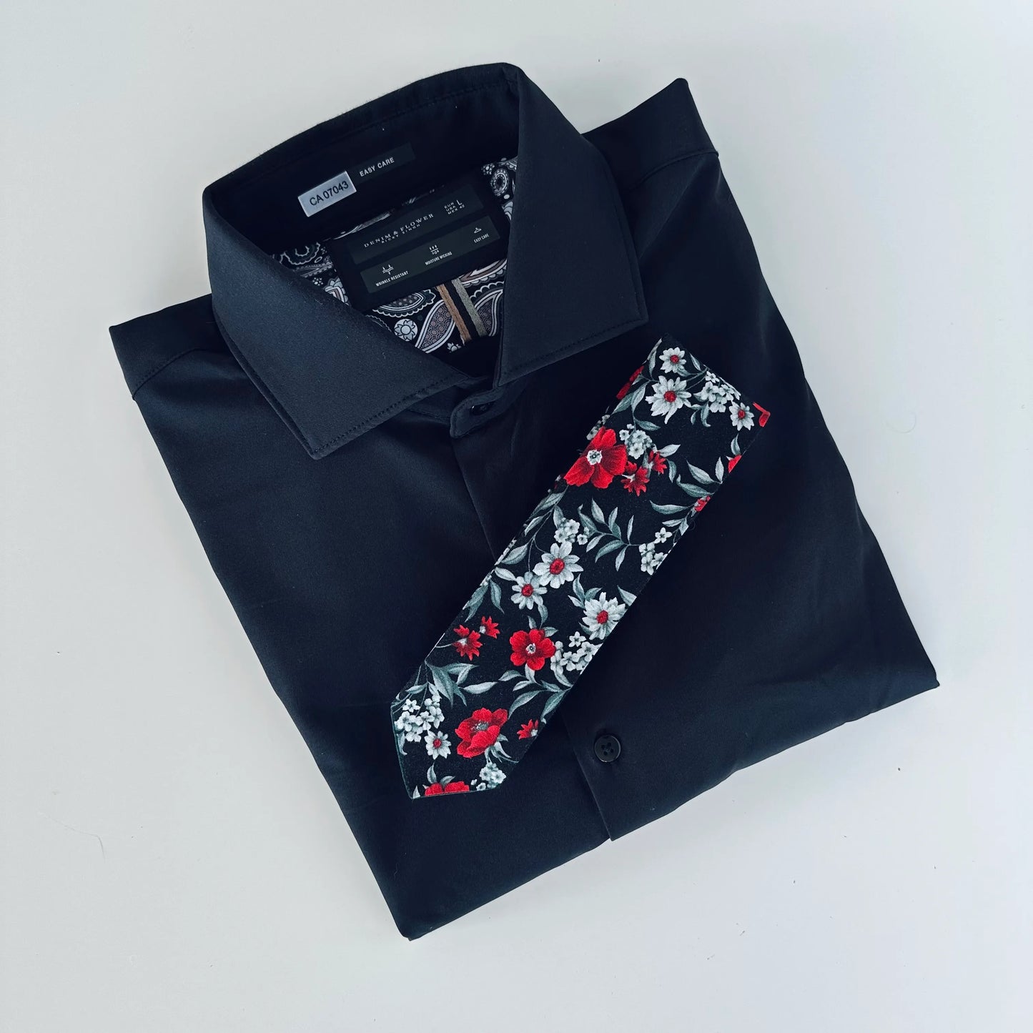 Elegant black floral cotton tie for events