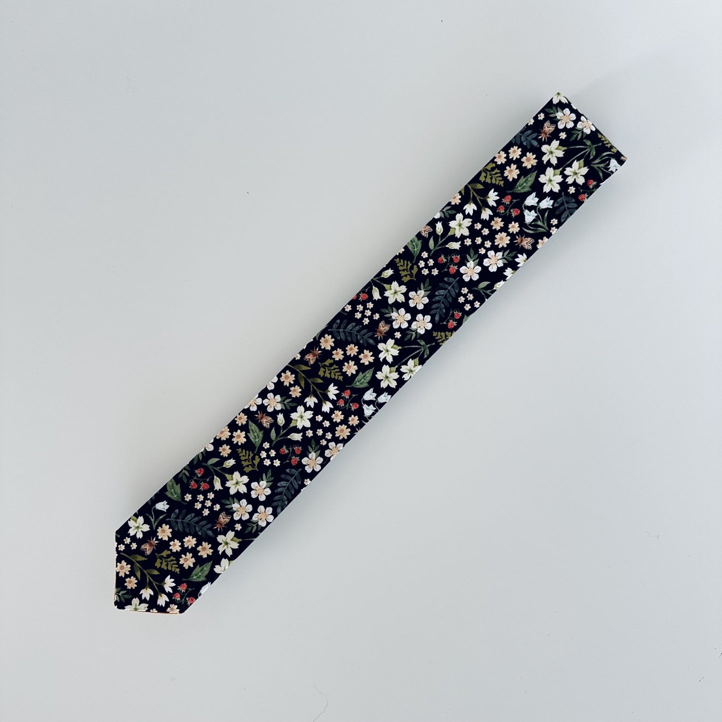 Premium black floral cotton tie for weddings