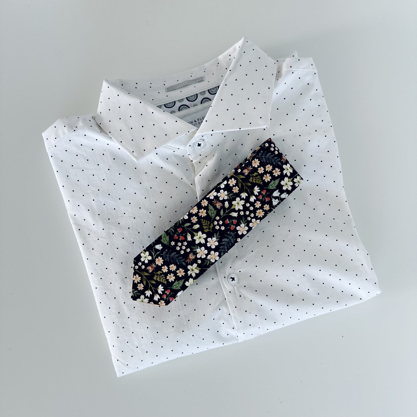 Elegant black floral cotton tie for events